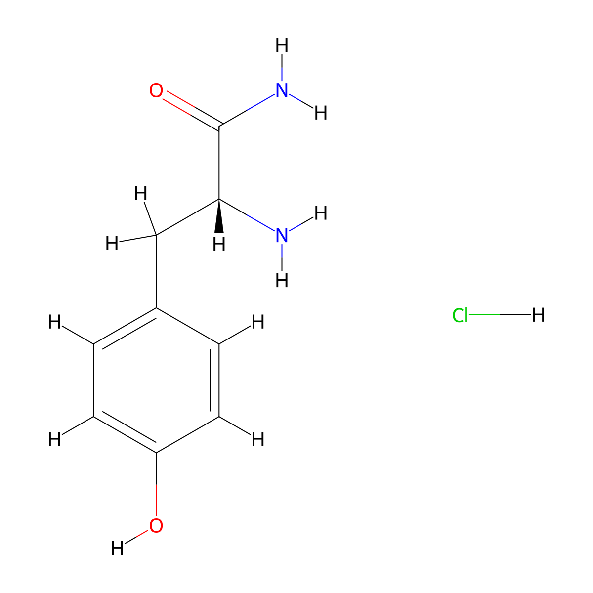 (R)-2-amino-3-(4-hydroxyphenyl)propanamide hydrochloride molecular structure, CAS 117888-79-6