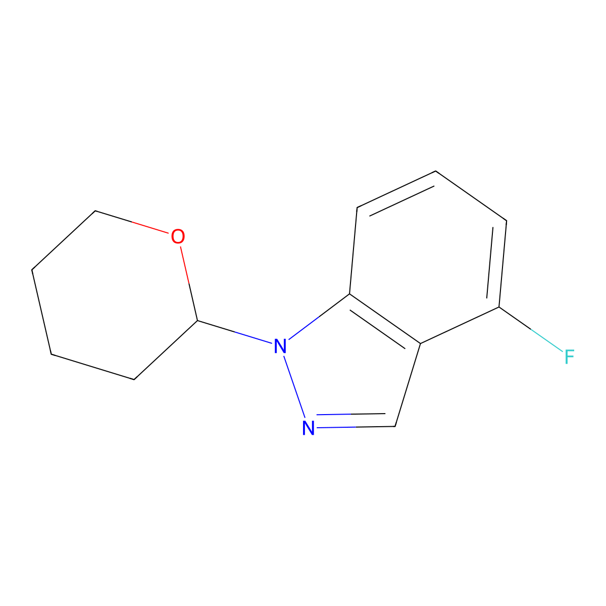 4-fluoro-1-(tetrahydro-2H-pyran-2-yl)-1H-indazole molecular structure, CAS 1178903-32-6