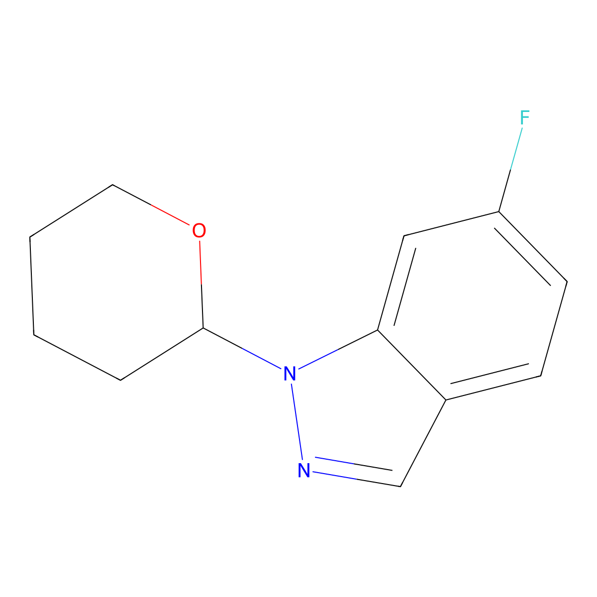 6-fluoro-1-(tetrahydro-2H-pyran-2-yl)-1H-indazole molecular structure, CAS 1178903-34-8