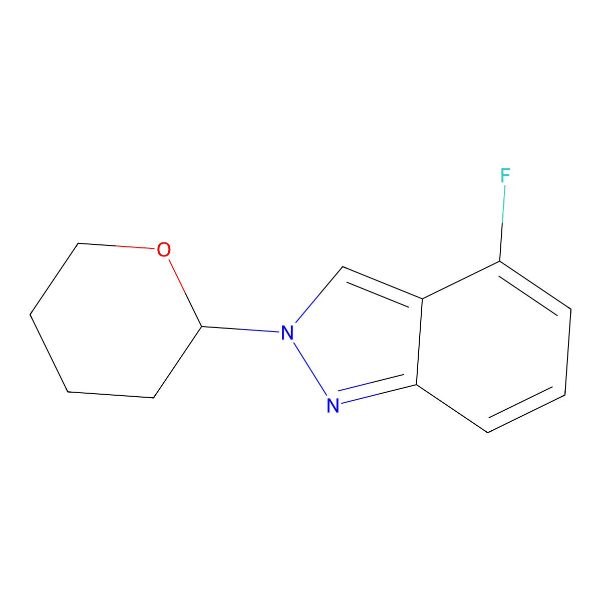 4-fluoro-2-(tetrahydro-2H-pyran-2-yl)-2H-indazole molecular structure, CAS 1178903-43-9