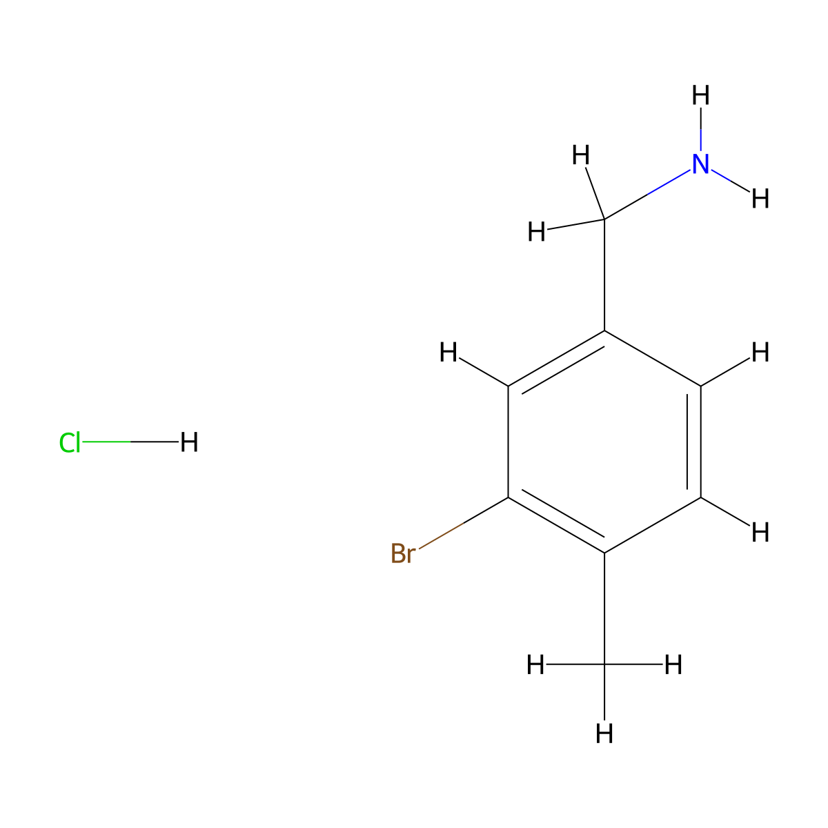 (3-Bromo-4-methylphenyl)methanamine hydrochloride molecular structure, CAS 1178904-03-4