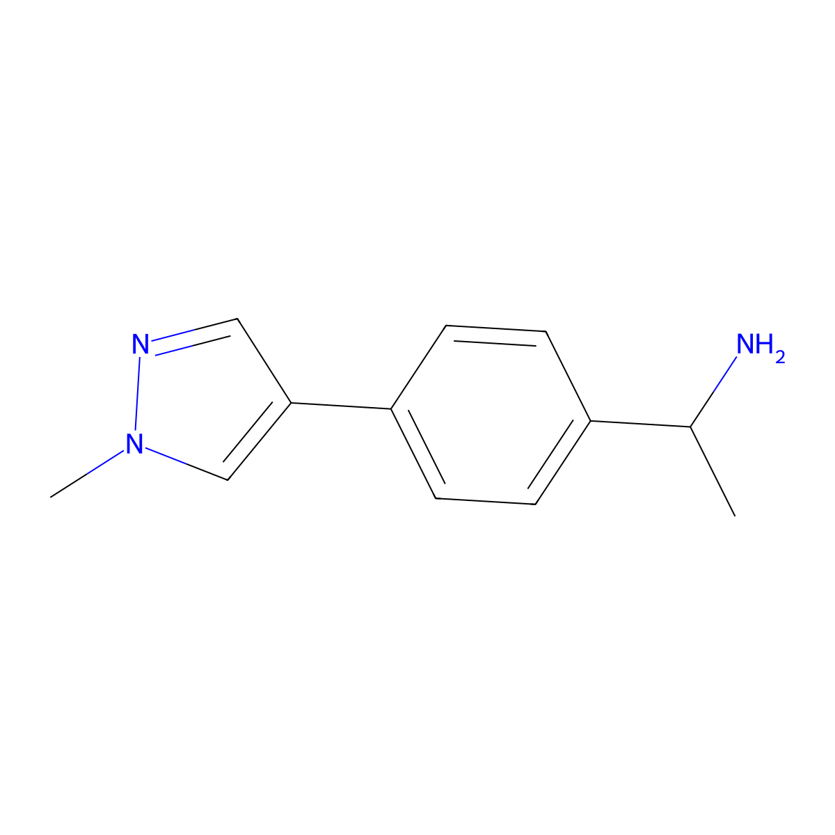 1-(4-(1-methyl-1H-pyrazol-4-yl)phenyl)ethan-1-amine molecular structure, CAS 1178918-30-3