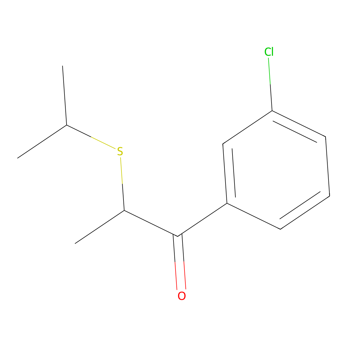 1-(3-Chlorophenyl)-2-(isopropylthio)propan-1-one molecular structure, CAS 1178918-35-8