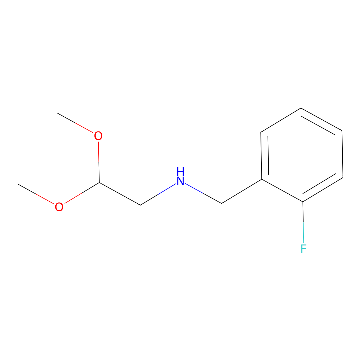 N-(2-fluorobenzyl)-2,2-dimethoxyethanamine molecular structure, CAS 1178920-49-4