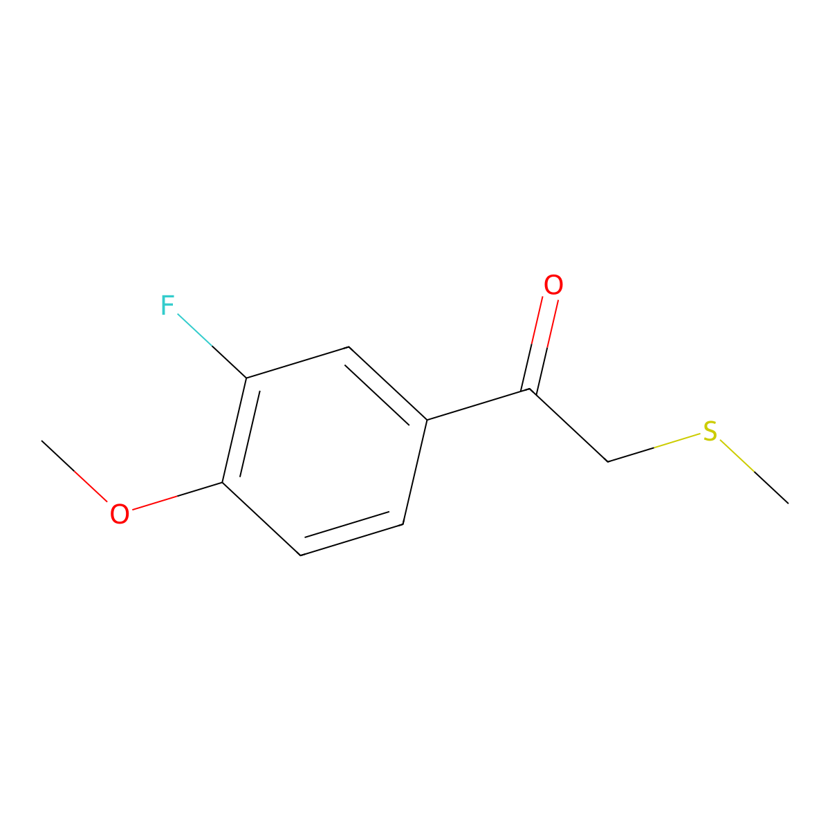 1-(3-Fluoro-4-methoxyphenyl)-2-(methylthio)ethan-1-one molecular structure, CAS 1178931-81-1