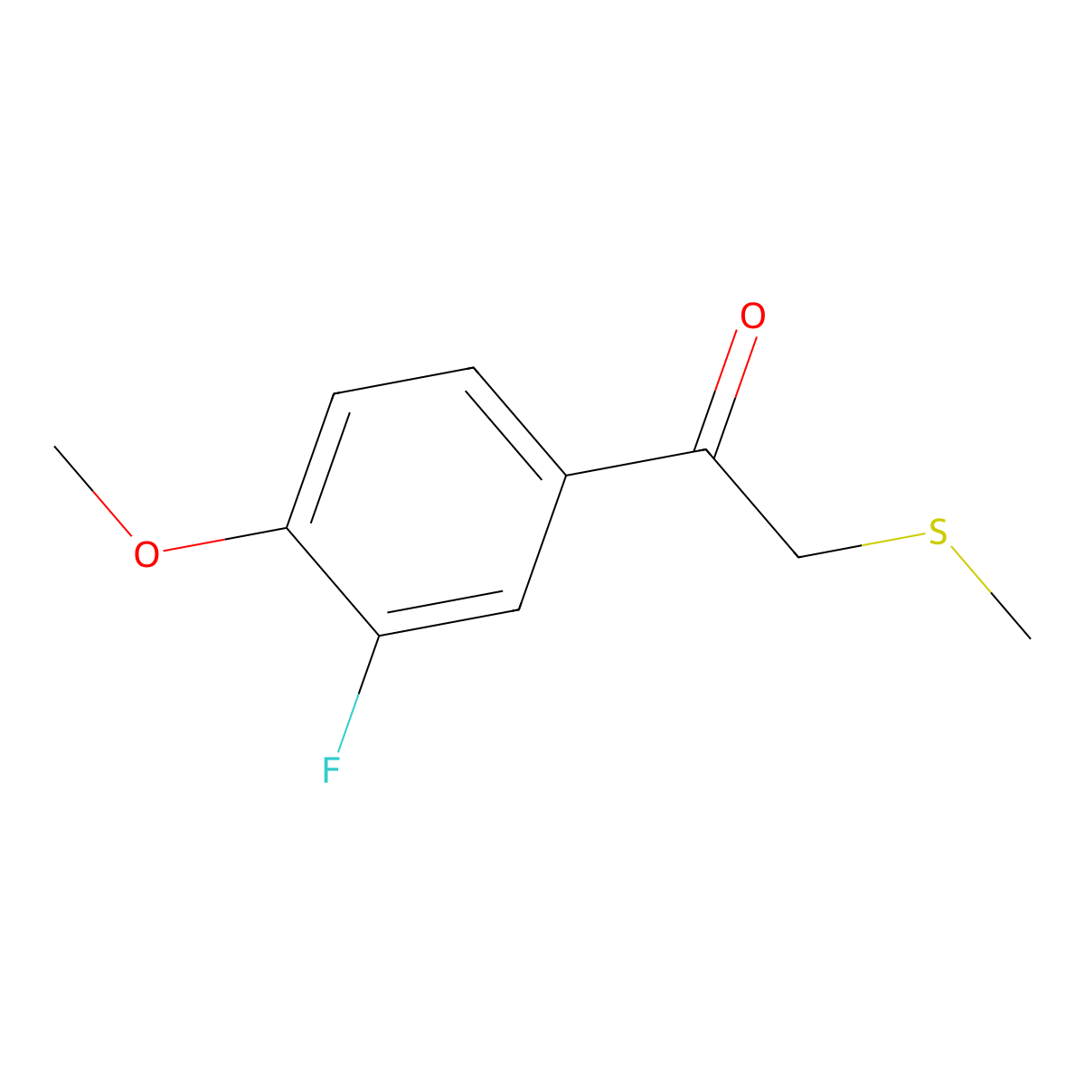 1-(3-Fluoro-4-methoxyphenyl)-2-(methylthio)ethan-1-one molecular structure, CAS 1178931-81-1