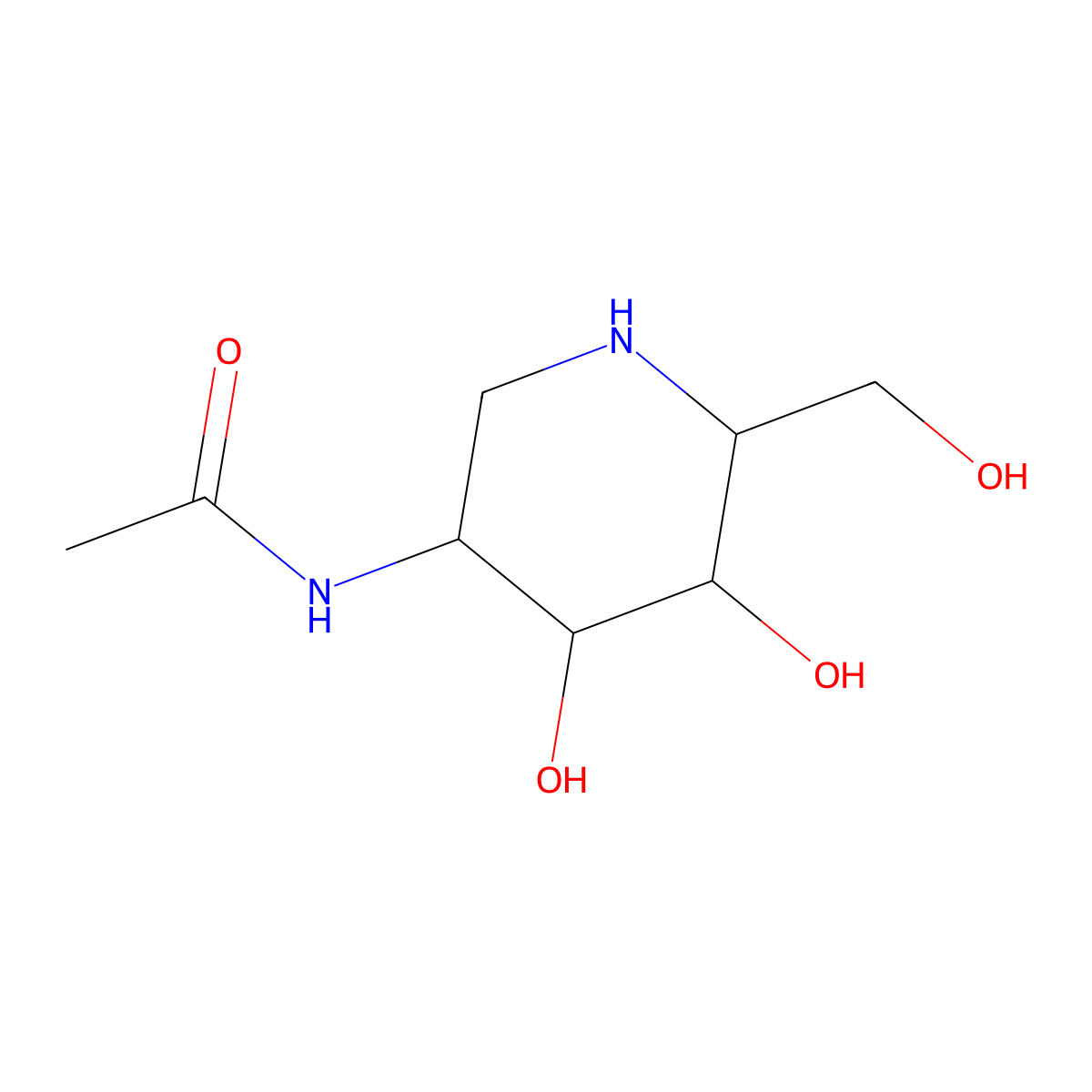 N-[(3S,4R,5S,6R)-4,5-dihydroxy-6-(hydroxymethyl)piperidin-3-yl]acetamide molecular structure, CAS 117894-14-1