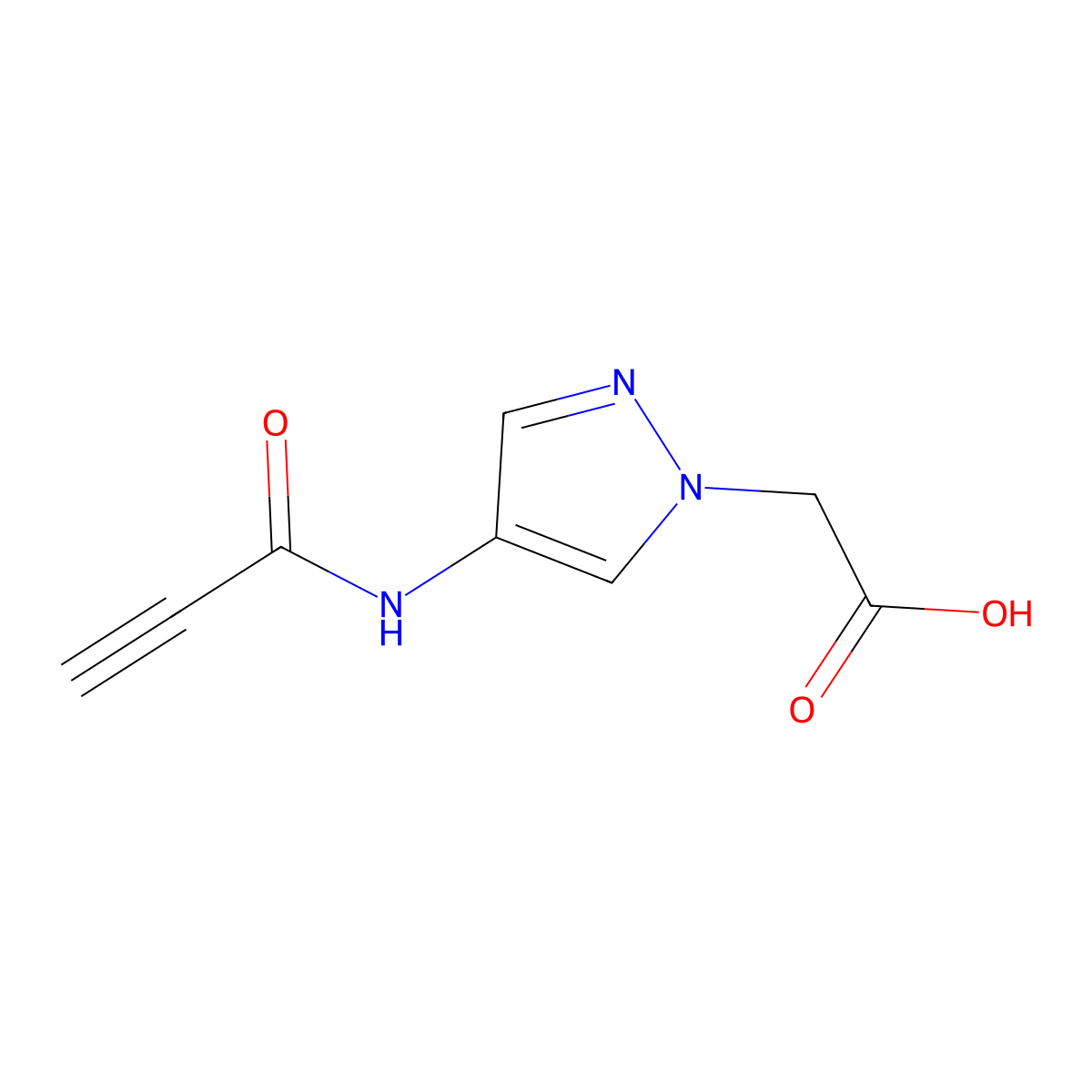 2-(4-propiolamido-1H-pyrazol-1-yl)acetic acid molecular structure, CAS 1178944-49-4
