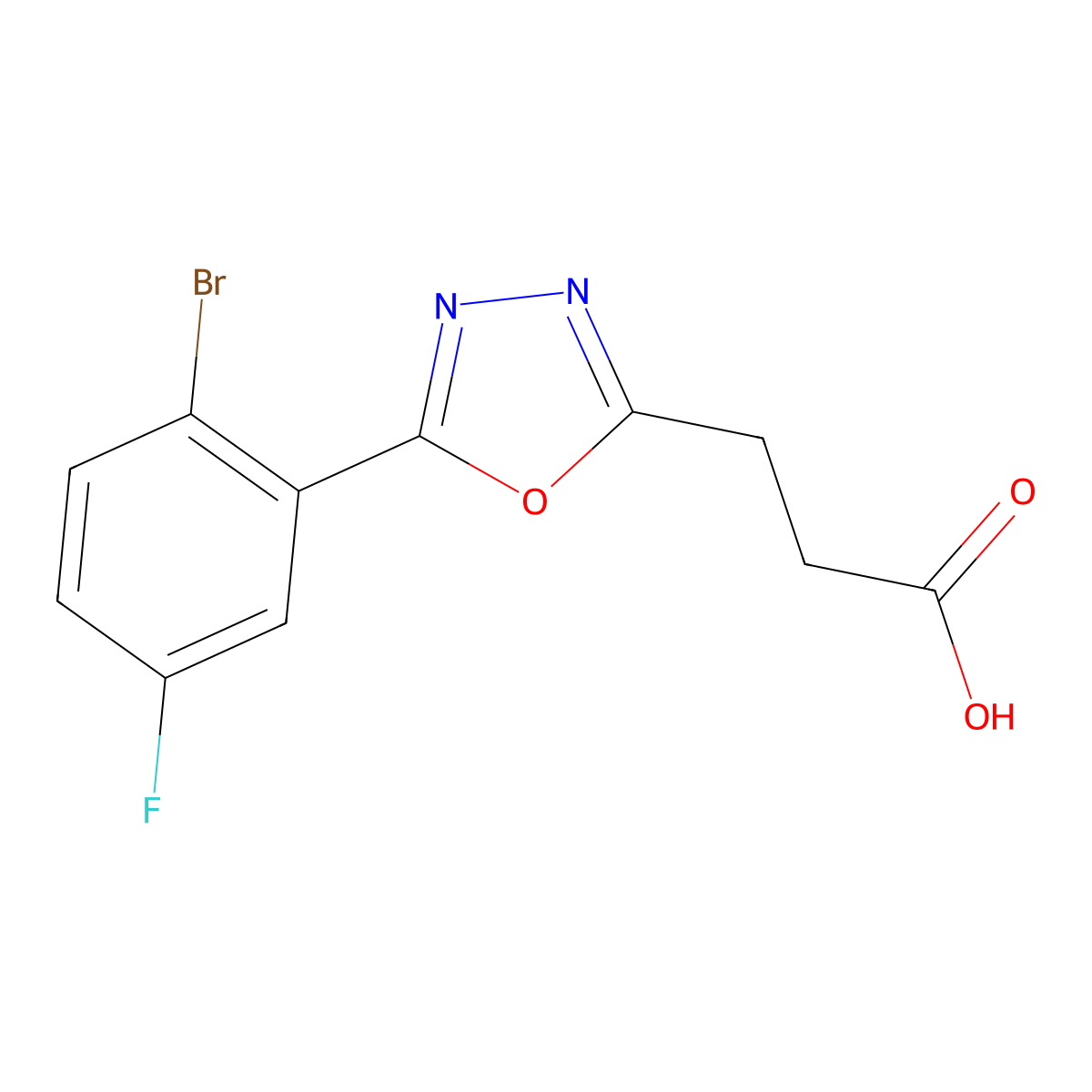 3-[5-(2-Bromo-5-fluorophenyl)-1,3,4-oxadiazol-2-yl]propanoic acid molecular structure, CAS 1178951-41-1