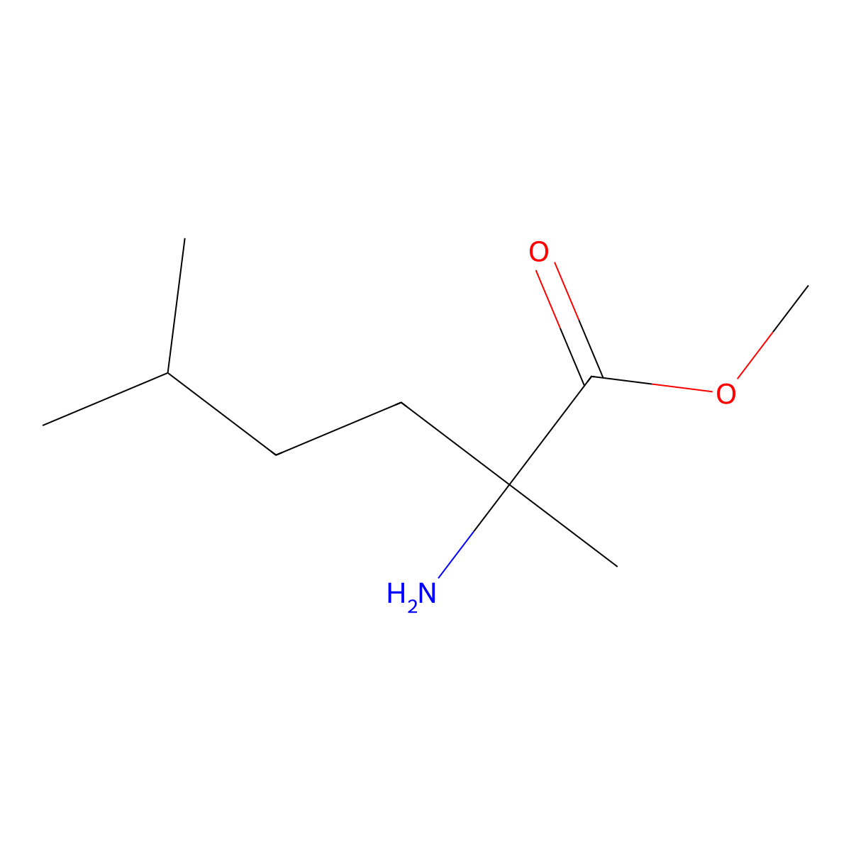 Methyl 2-amino-2,5-dimethylhexanoate molecular structure, CAS 1178952-23-2