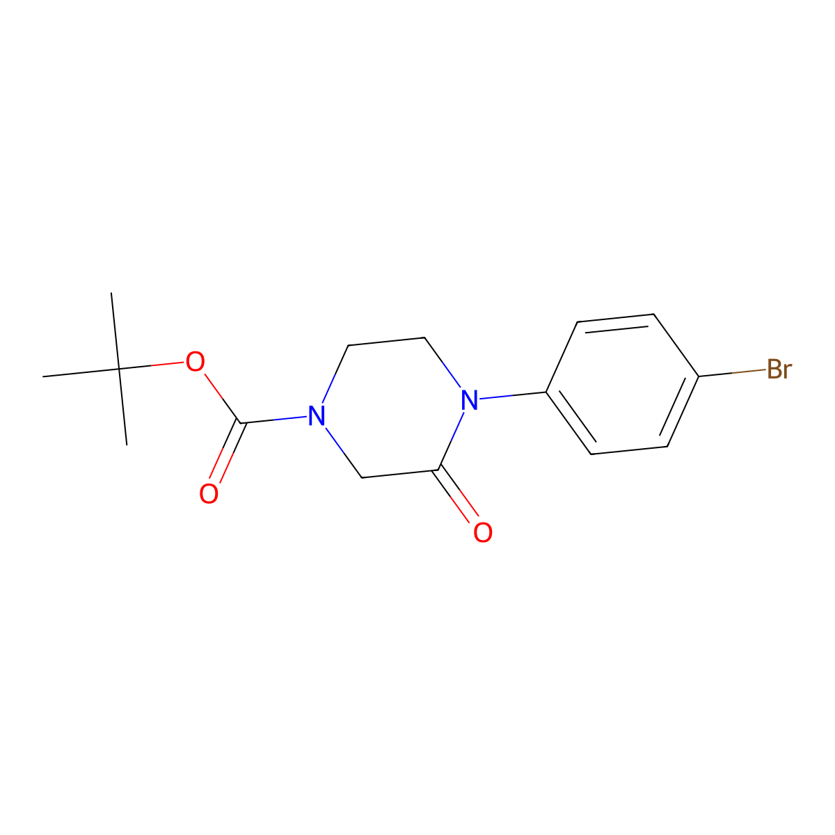Tert-butyl 4-(4-bromophenyl)-3-oxopiperazine-1-carboxylate molecular structure, CAS 1178953-47-3