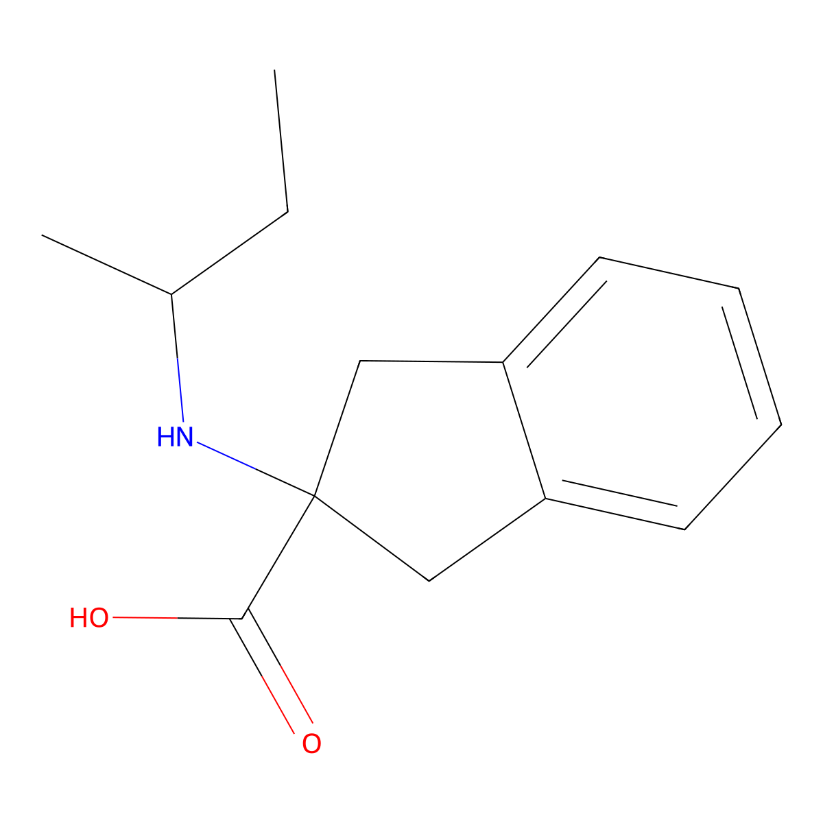 2-[(butan-2-yl)amino]-2,3-dihydro-1H-indene-2-carboxylic acid molecular structure, CAS 1178955-68-4