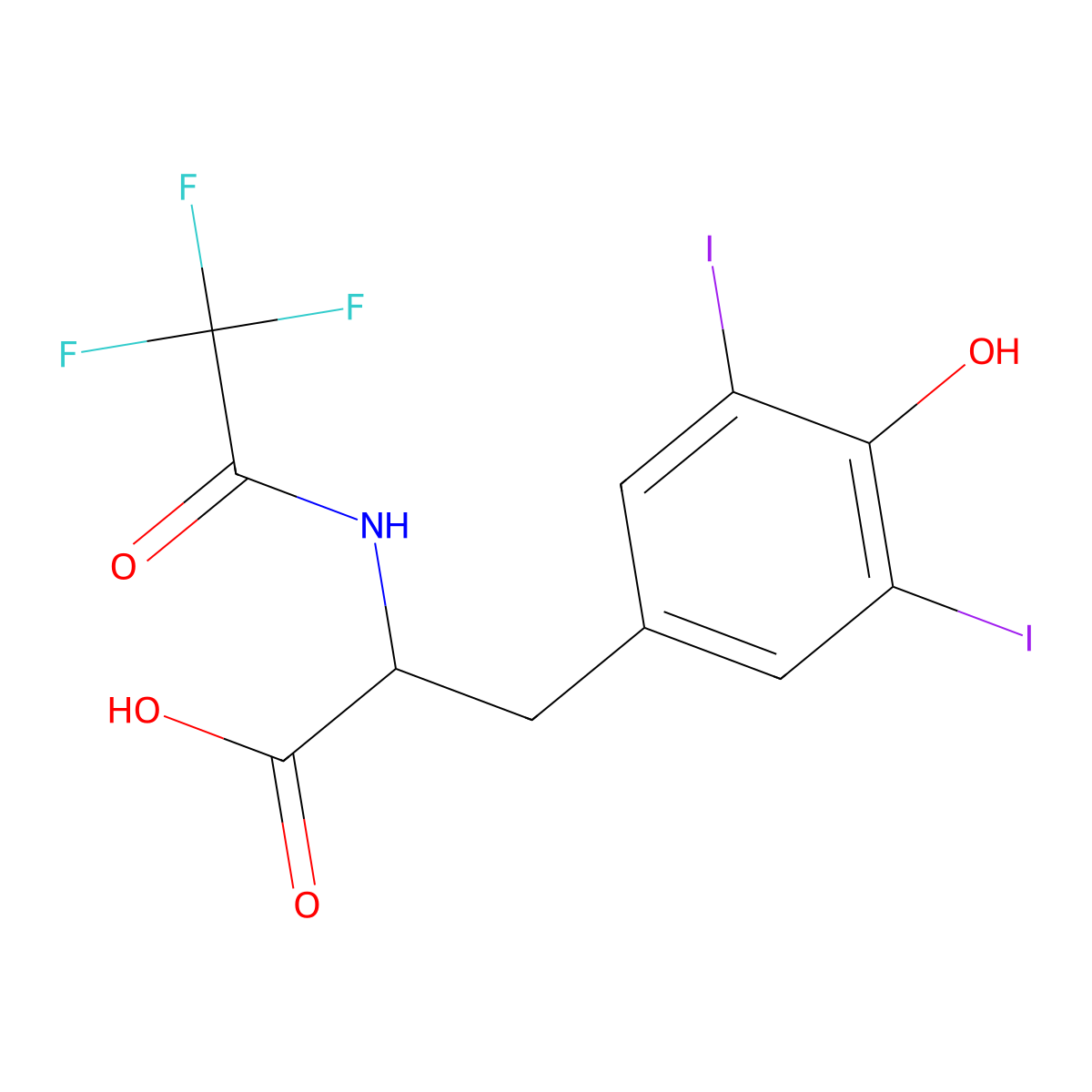 (2S)-3-(4-hydroxy-3,5-diiodophenyl)-2-(2,2,2-trifluoroacetamido)propanoic acid molecular structure, CAS 117896-09-0