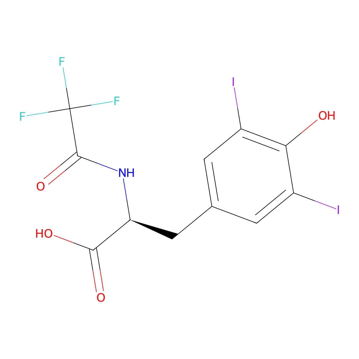(2S)-3-(4-hydroxy-3,5-diiodophenyl)-2-(2,2,2-trifluoroacetamido)propanoic acid molecular structure, CAS 117896-09-0