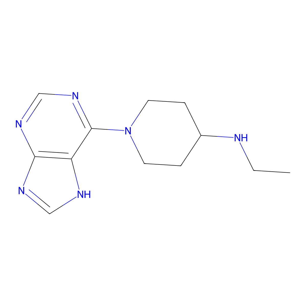 N-ethyl-1-(1H-purin-6-yl)piperidin-4-amine molecular structure, CAS 1178963-75-1