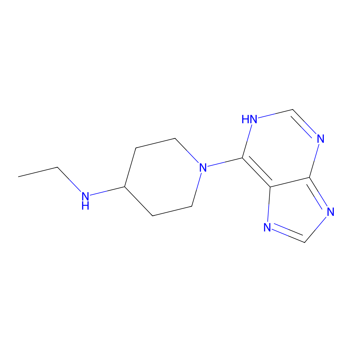 N-ethyl-1-(1H-purin-6-yl)piperidin-4-amine molecular structure, CAS 1178963-75-1