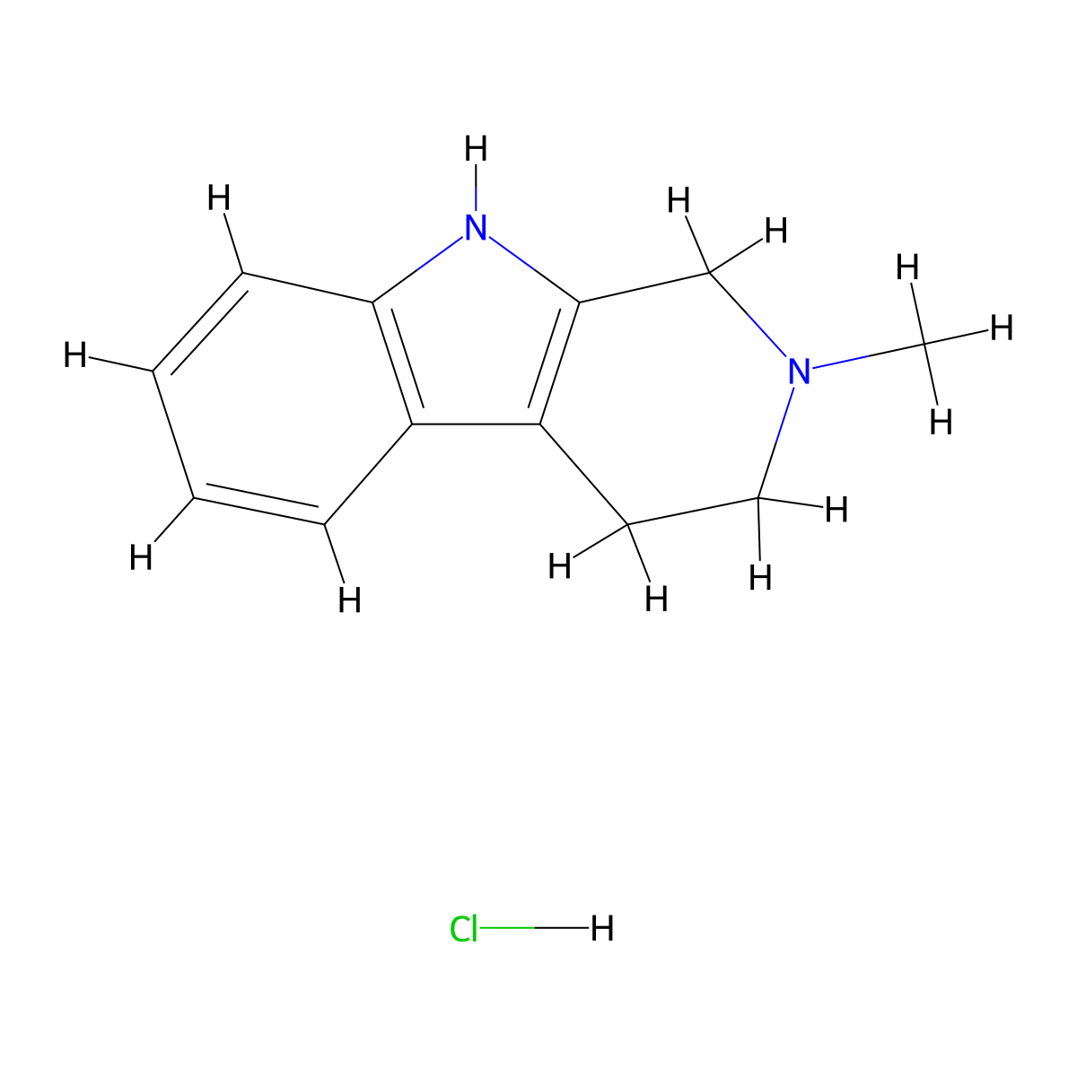 2-Methyl-2,3,4,9-tetrahydro-1H-pyrido[3,4-B]indole hcl molecular structure, CAS 117897-14-0