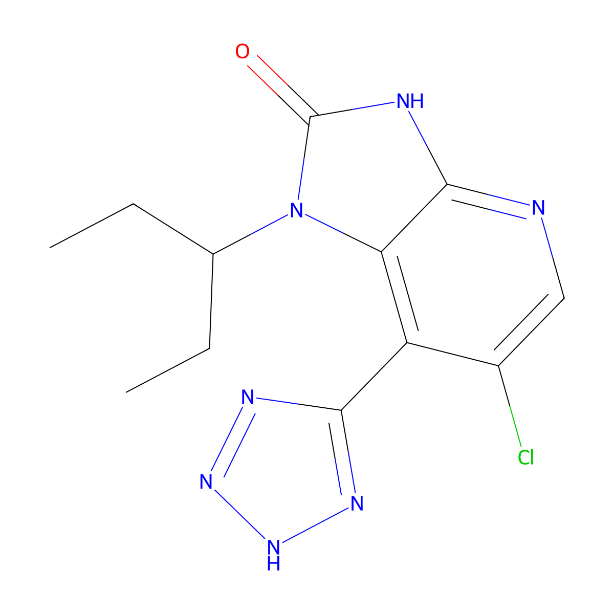 6-chloro-1-pentan-3-yl-7-(2H-tetrazol-5-yl)-3H-imidazo[4,5-b]pyridin-2-one molecular structure, CAS 1178978-20-5