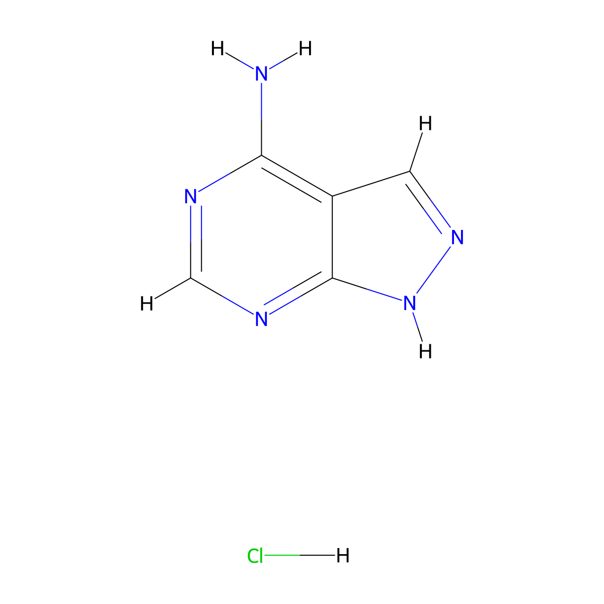 1H-pyrazolo[3,4-d]pyrimidin-4-amine hydrochloride molecular structure, CAS 117898-71-2