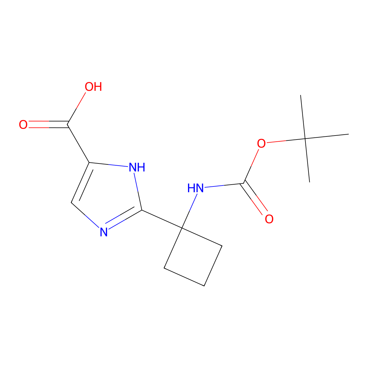 2-(1-((Tert-butoxycarbonyl)amino)cyclobutyl)-1h-imidazole-4-carboxylic acid molecular structure, CAS 1179012-71-5