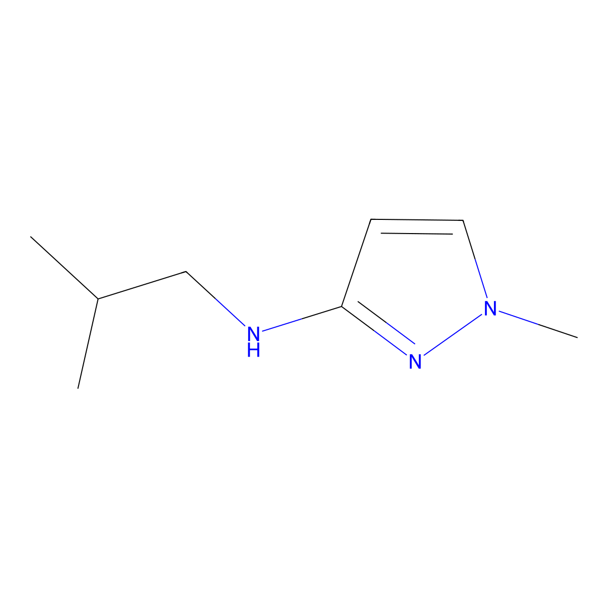 1-methyl-N-(2-methylpropyl)-1H-pyrazol-3-amine molecular structure, CAS 1179017-74-3