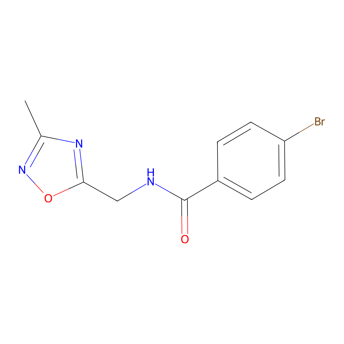 4-bromo-N-[(3-methyl-1,2,4-oxadiazol-5-yl)methyl]benzamide molecular structure, CAS 1179018-11-1