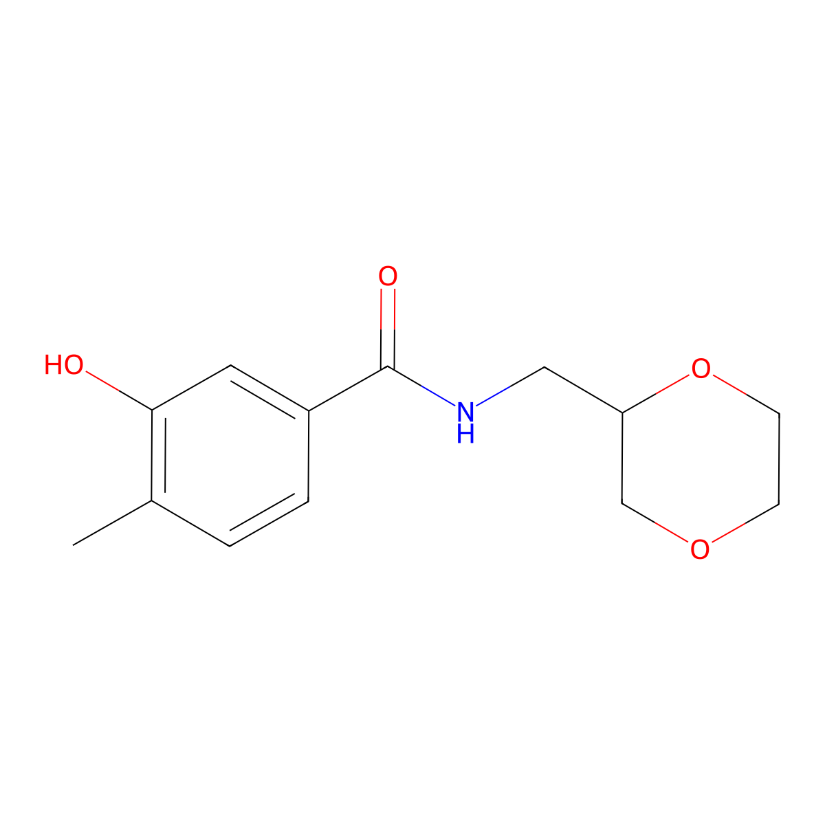 N-(1,4-dioxan-2-ylmethyl)-3-hydroxy-4-methylbenzamide molecular structure, CAS 1179027-18-9