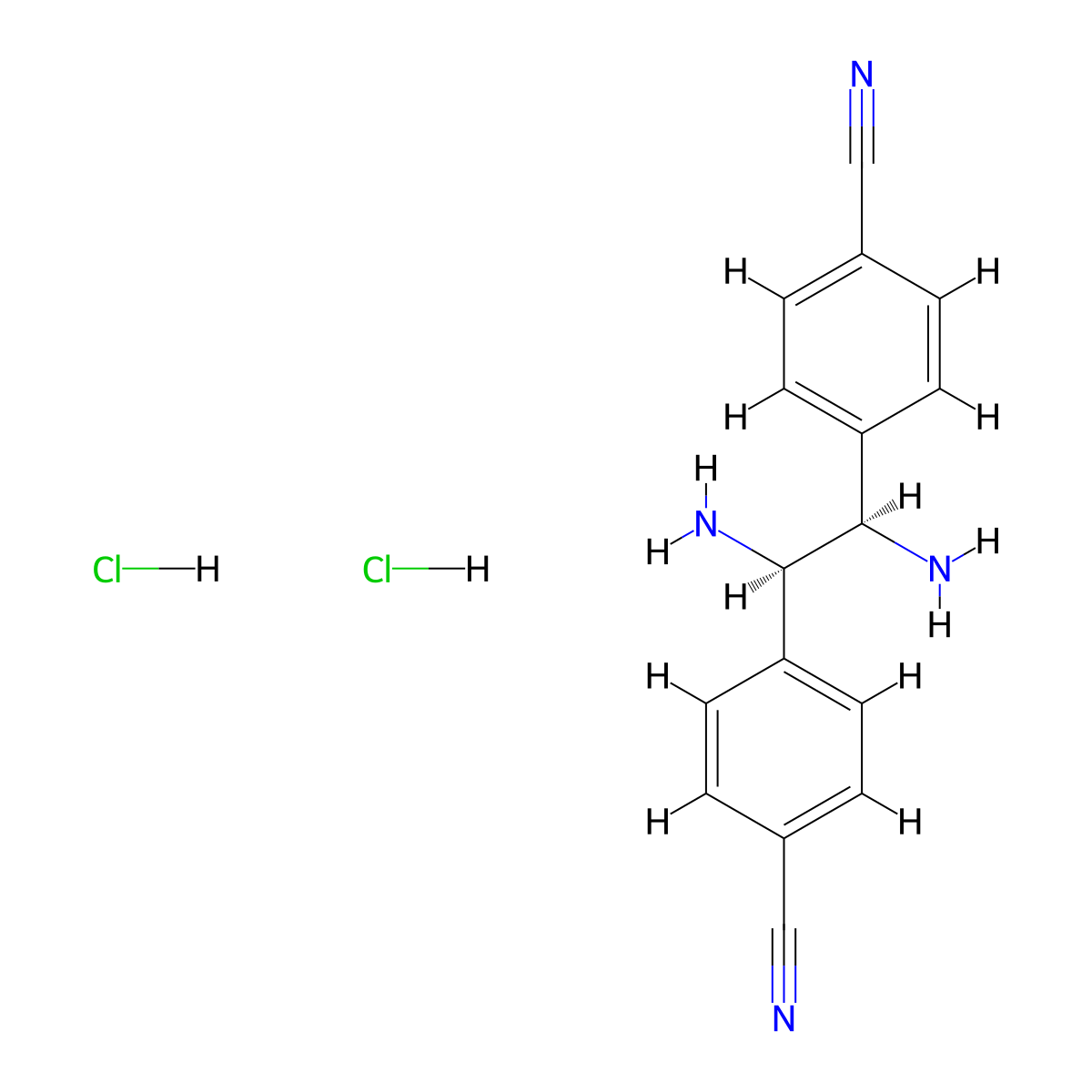 4,4'-((1R,2R)-1,2-Diaminoethane-1,2-diyl)dibenzonitrile dihydrochloride molecular structure, CAS 117903-80-7