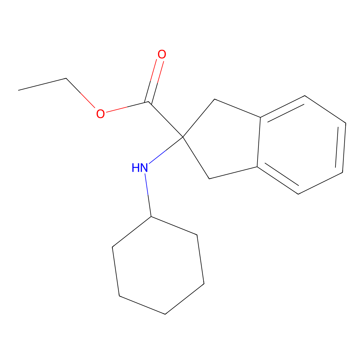 ethyl 2-(cyclohexylamino)-2,3-dihydro-1H-indene-2-carboxylate molecular structure, CAS 1179039-61-2