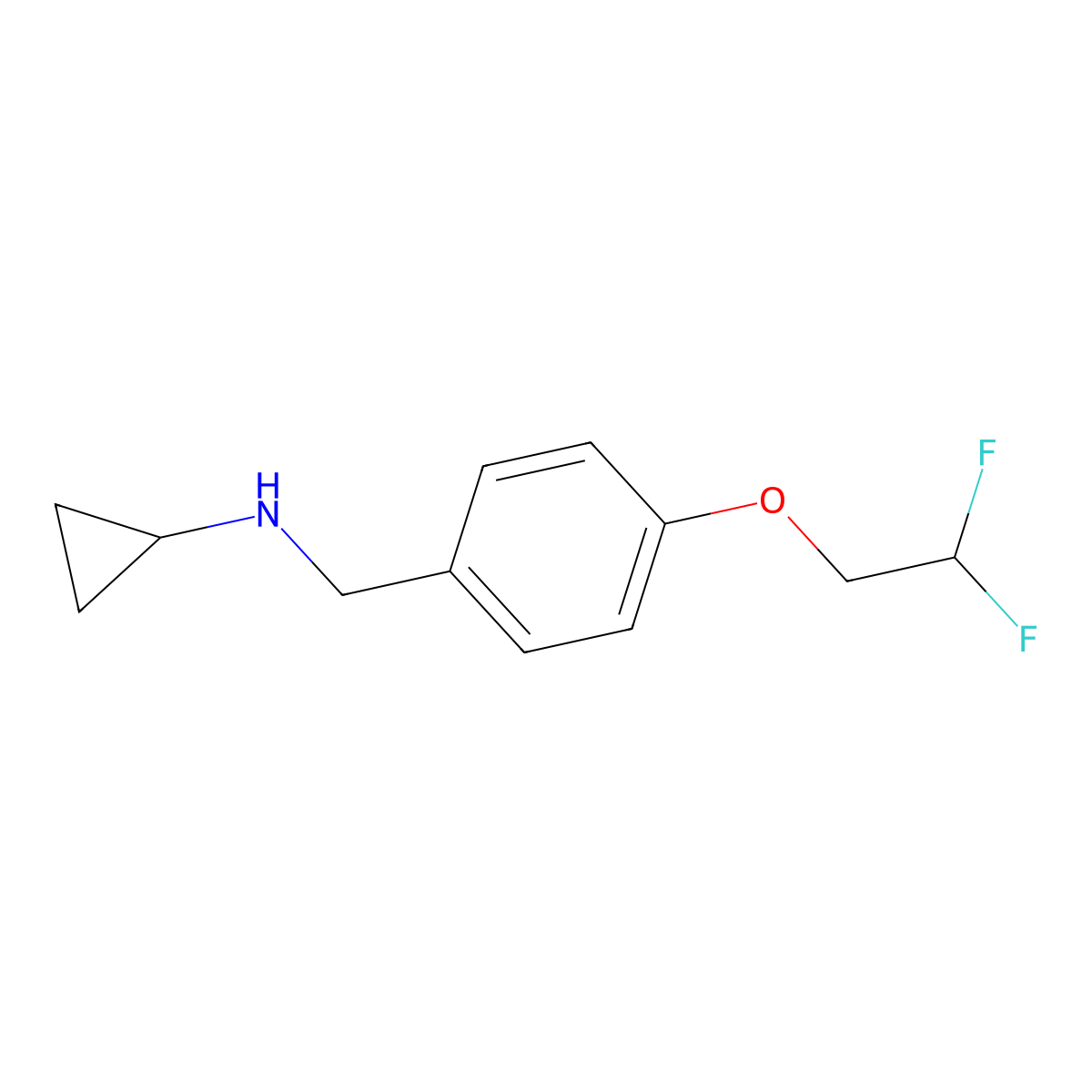 N-[[4-(2,2-difluoroethoxy)phenyl]methyl]cyclopropanamine molecular structure, CAS 1179045-52-3