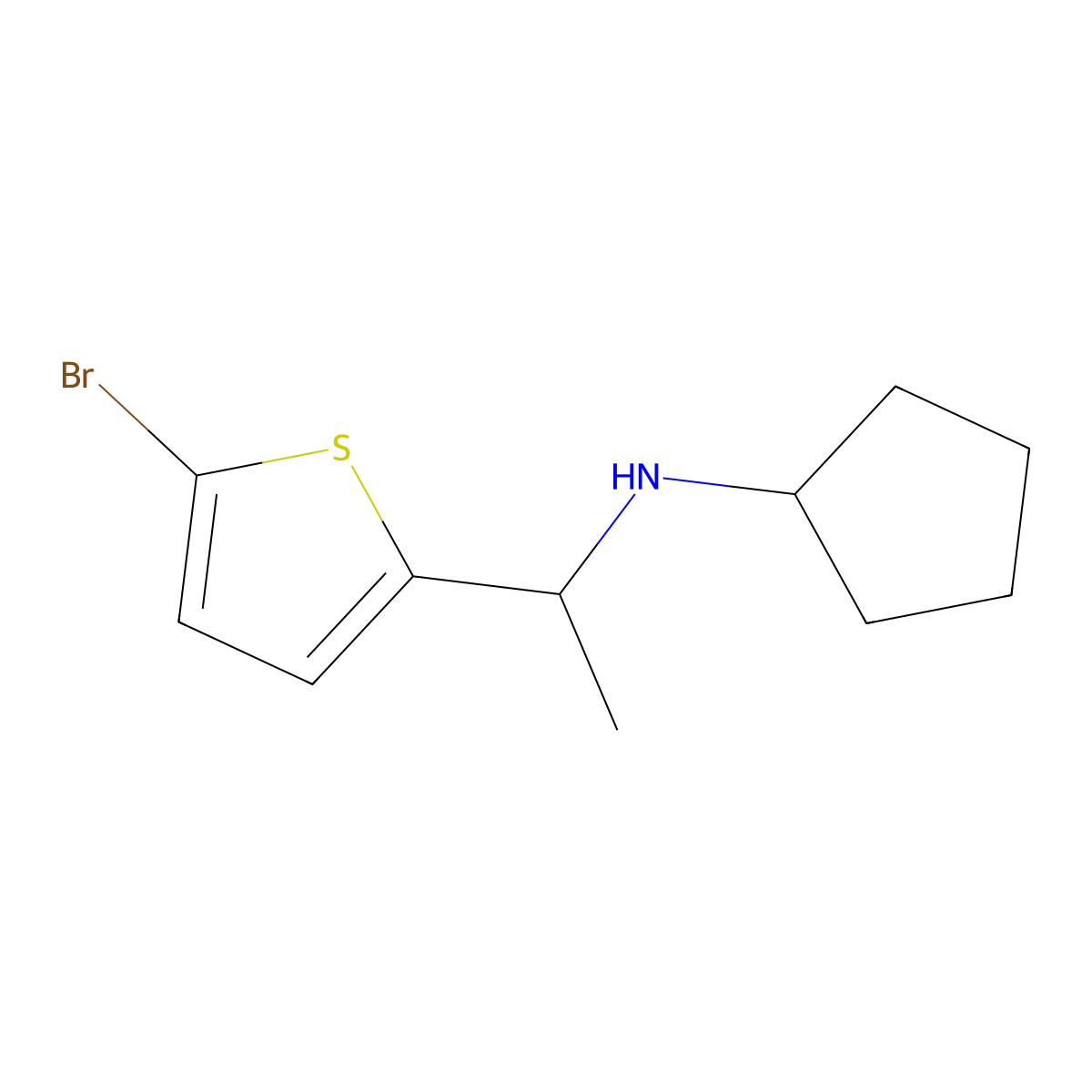 N-[1-(5-bromothiophen-2-yl)ethyl]cyclopentanamine molecular structure, CAS 1179064-77-7