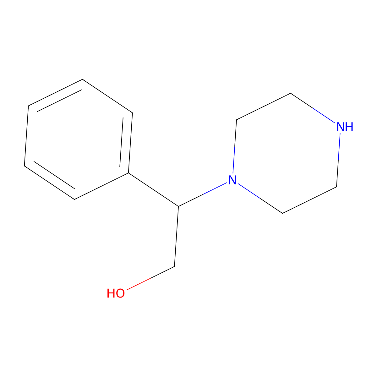 2-Phenyl-2-(piperazin-1-yl)ethan-1-ol molecular structure, CAS 1179067-18-5
