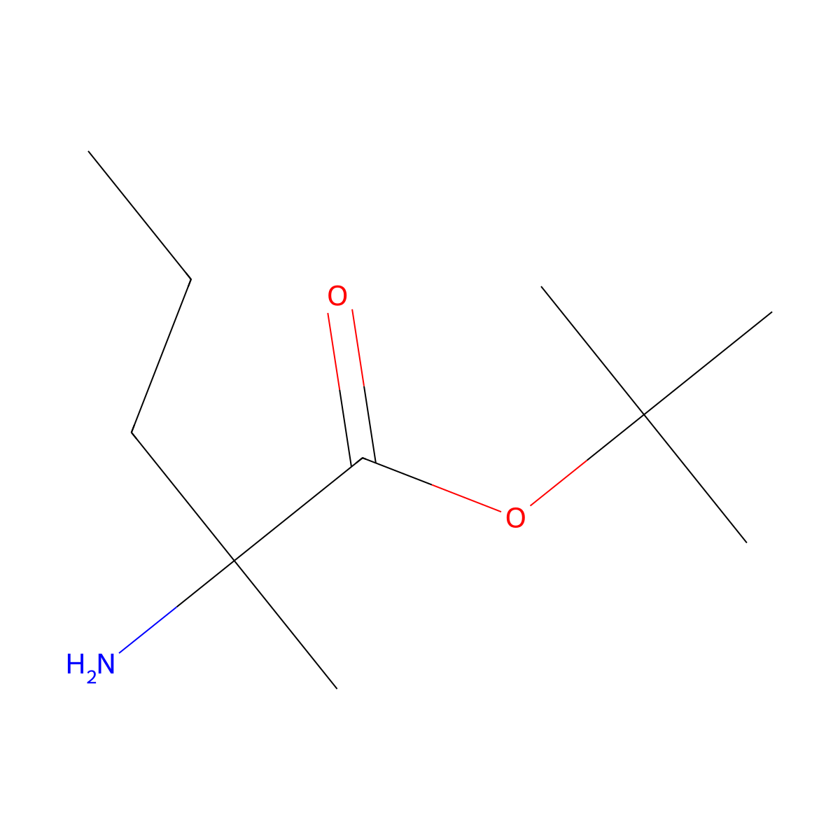 Tert-butyl 2-amino-2-methylpentanoate molecular structure, CAS 1179074-95-3
