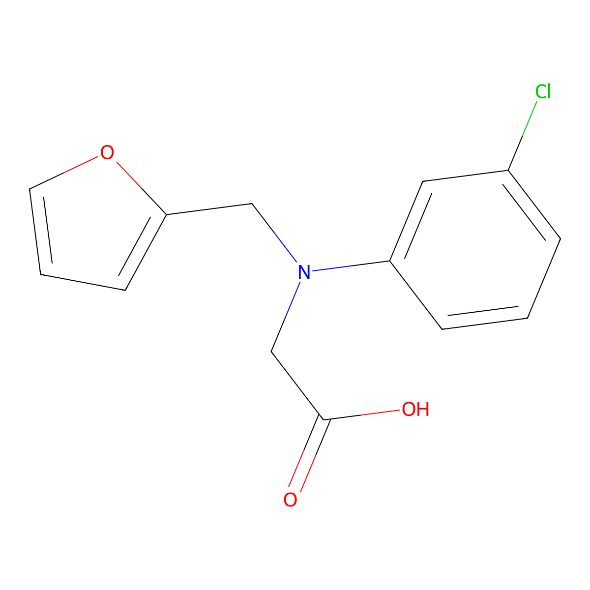 2-[(3-Chlorophenyl)(furan-2-ylmethyl)amino]acetic acid molecular structure, CAS 1179082-70-2