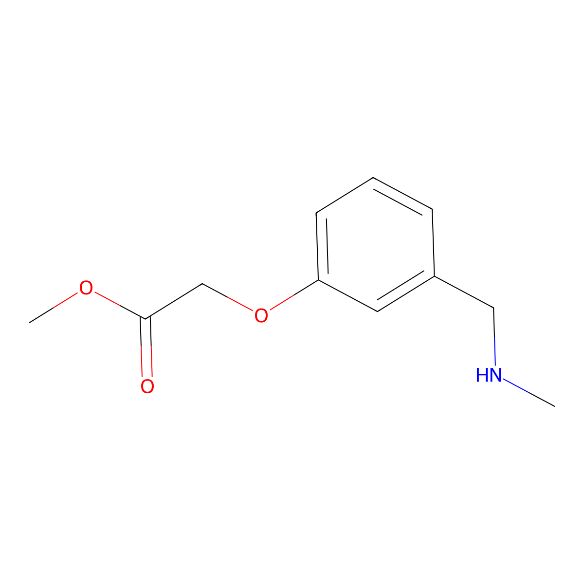 Methyl 2-(3-((methylamino)methyl)phenoxy)acetate molecular structure, CAS 1179087-84-3
