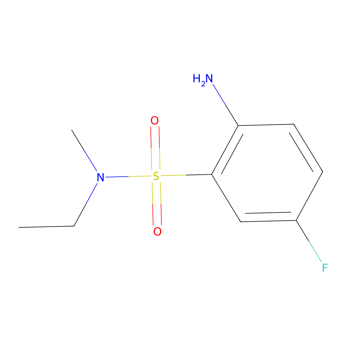 2-amino-N-ethyl-5-fluoro-N-methylbenzene-1-sulfonamide molecular structure, CAS 1179099-15-0