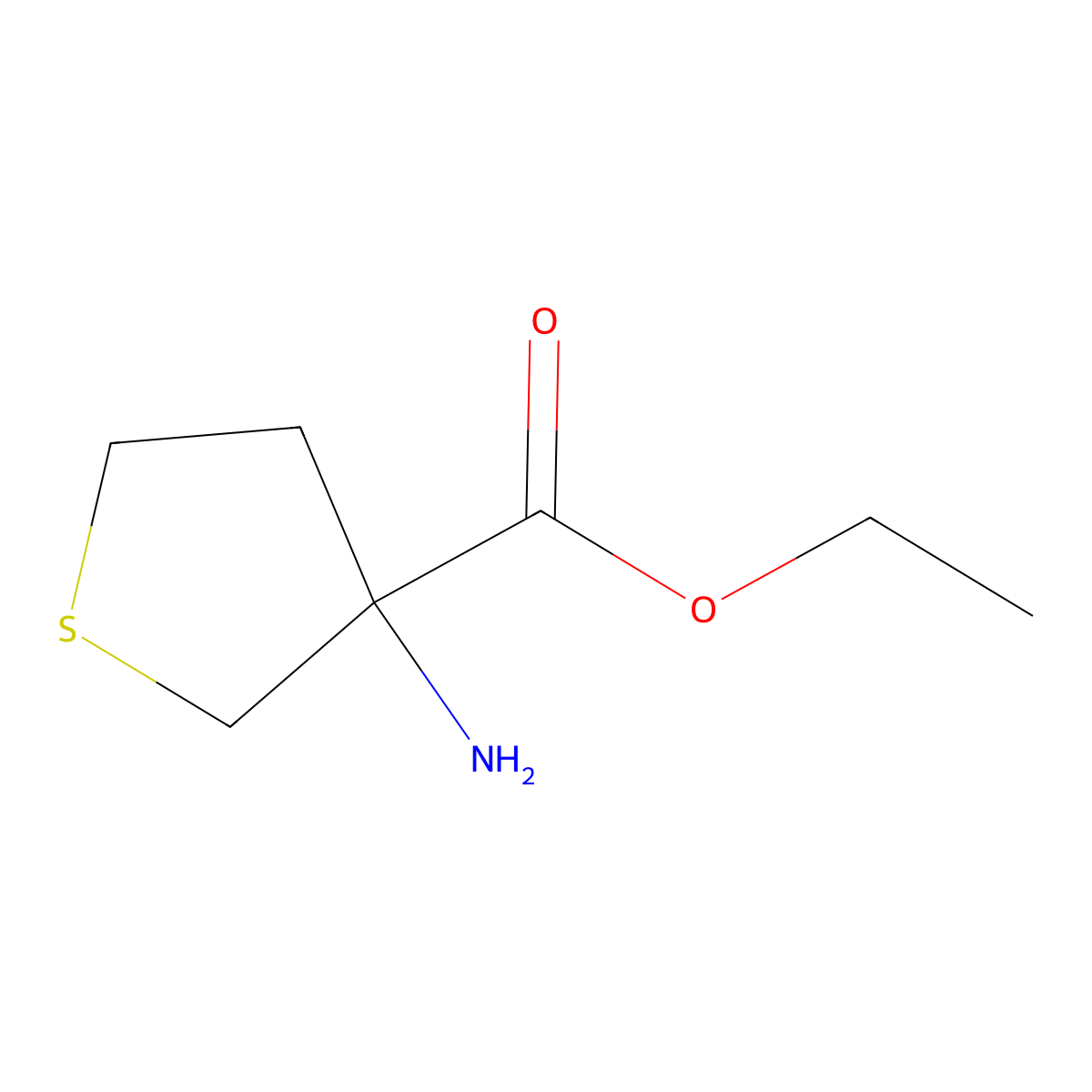 Ethyl 3-aminothiolane-3-carboxylate molecular structure, CAS 1179109-24-0