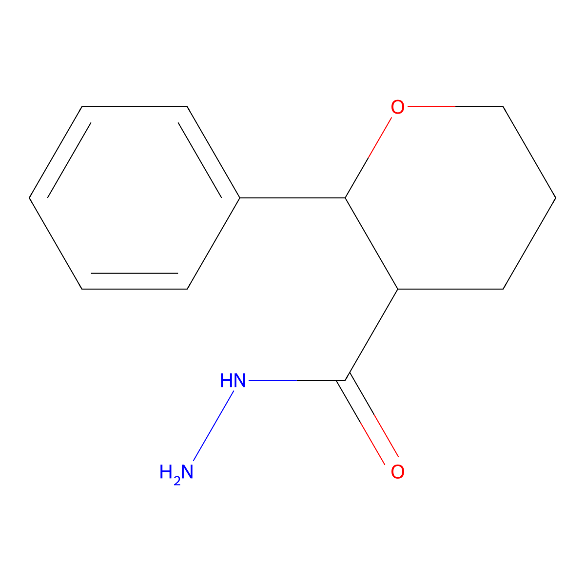 2-Phenyloxane-3-carbohydrazide molecular structure, CAS 1179109-34-2