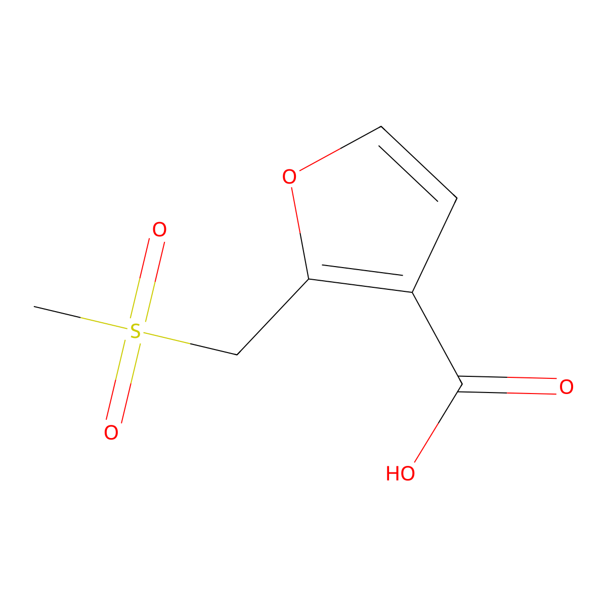 2-(Methanesulfonylmethyl)furan-3-carboxylic acid molecular structure, CAS 1179110-42-9