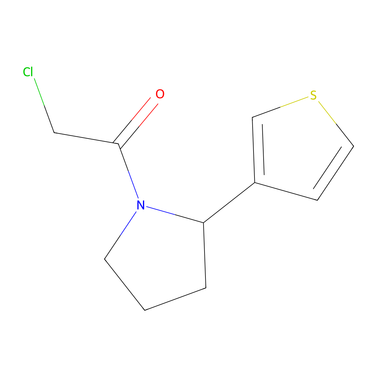 2-Chloro-1-[2-(thiophen-3-yl)pyrrolidin-1-yl]ethan-1-one molecular structure, CAS 1179119-21-1