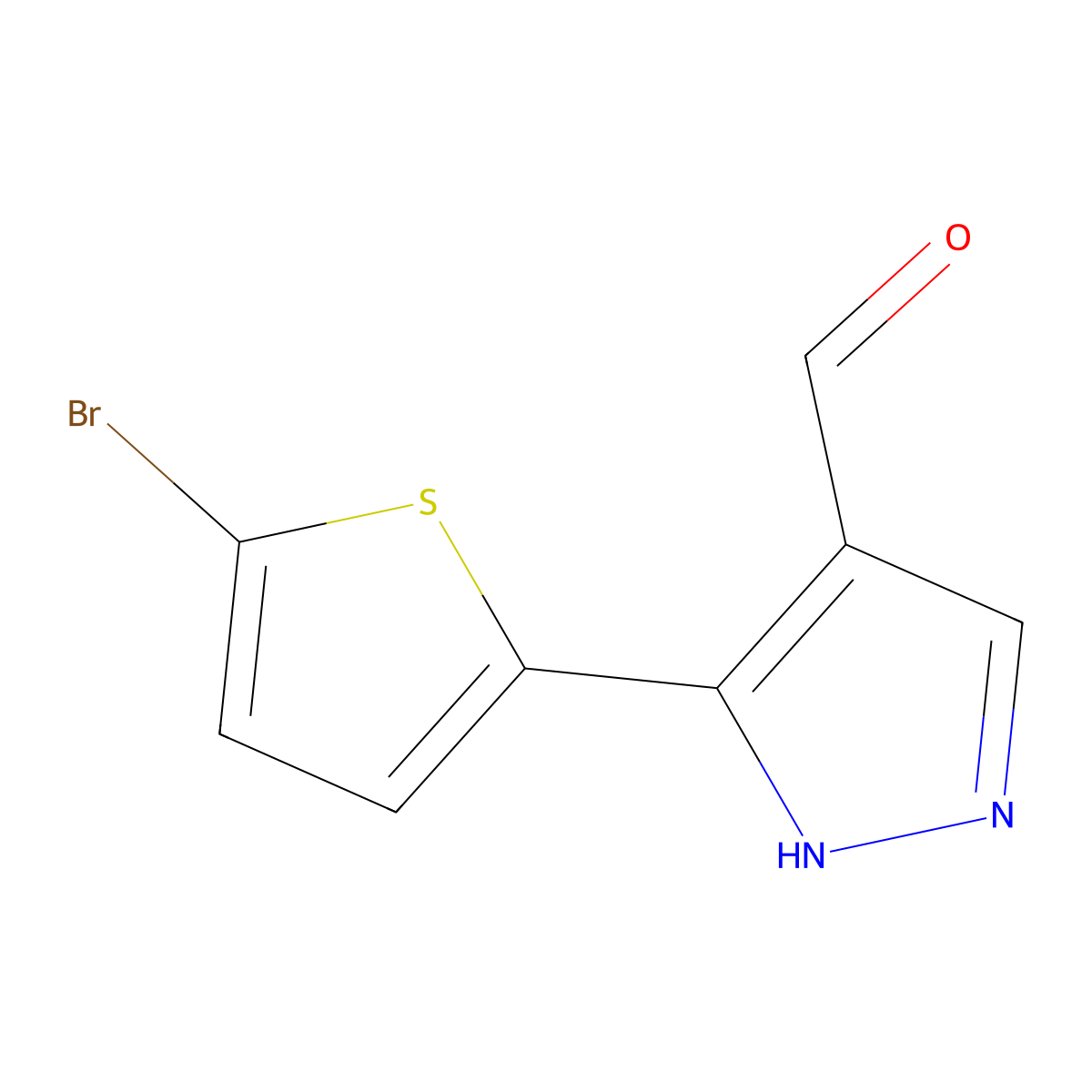 3-(5-bromothiophen-2-yl)-1H-pyrazole-4-carbaldehyde molecular structure, CAS 1179126-73-8