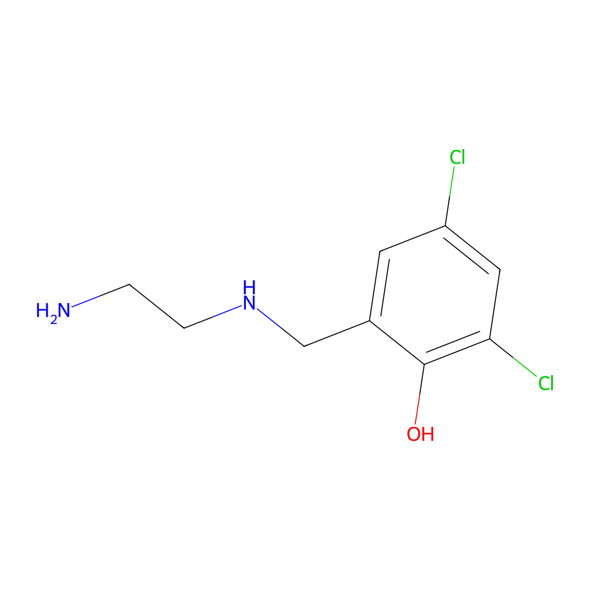 2-((2-Aminoethylamino)methyl)-4,6-dichlorophenol molecular structure, CAS 1179140-48-7