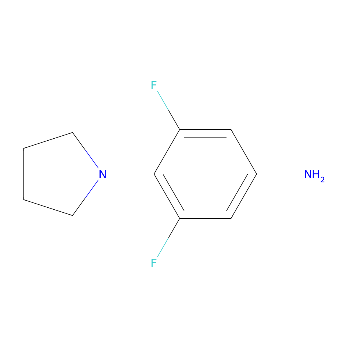 3,5-Difluoro-4-(pyrrolidin-1-yl)aniline molecular structure, CAS 1179140-55-6
