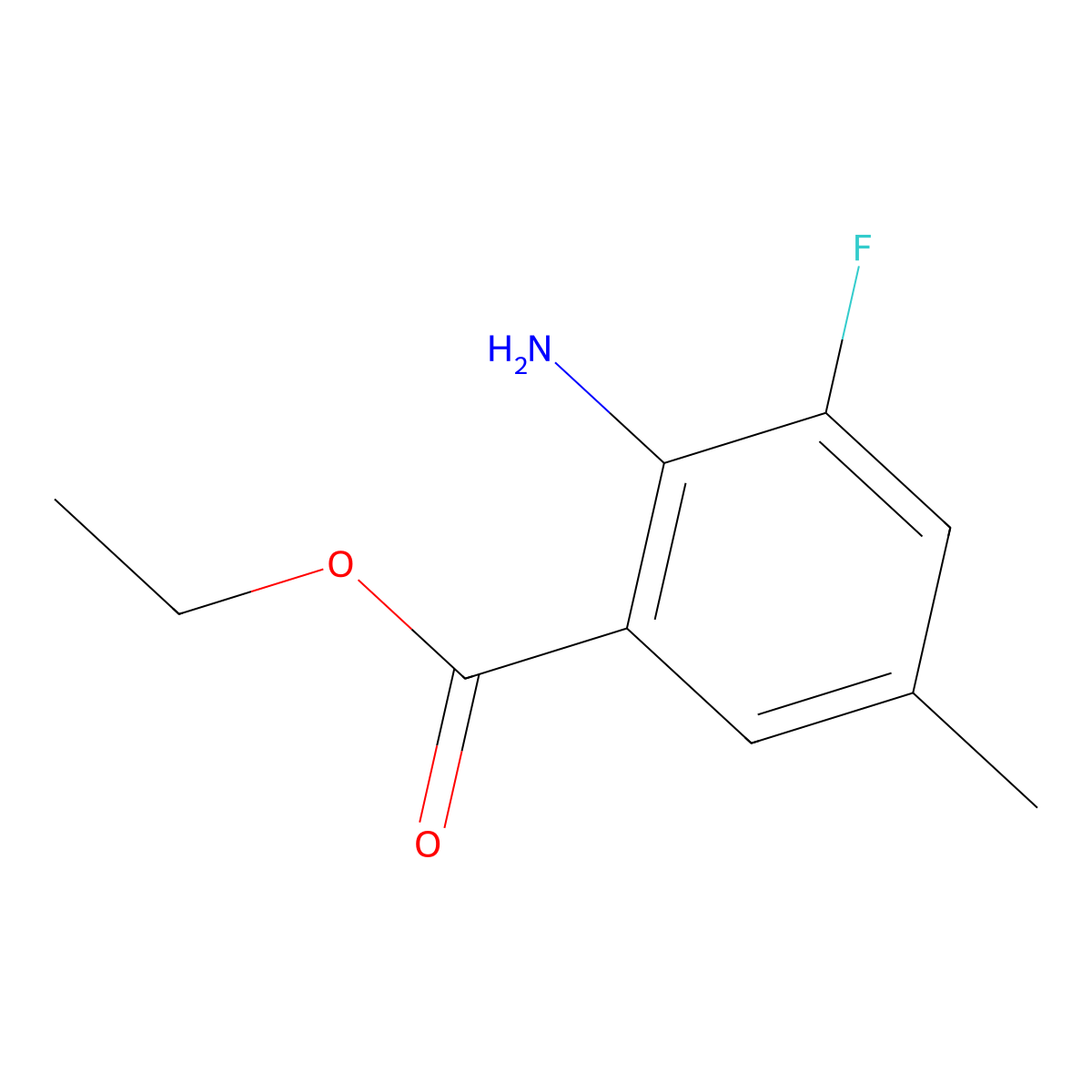 Ethyl 2-amino-3-fluoro-5-methylbenzoate molecular structure, CAS 1179163-04-2