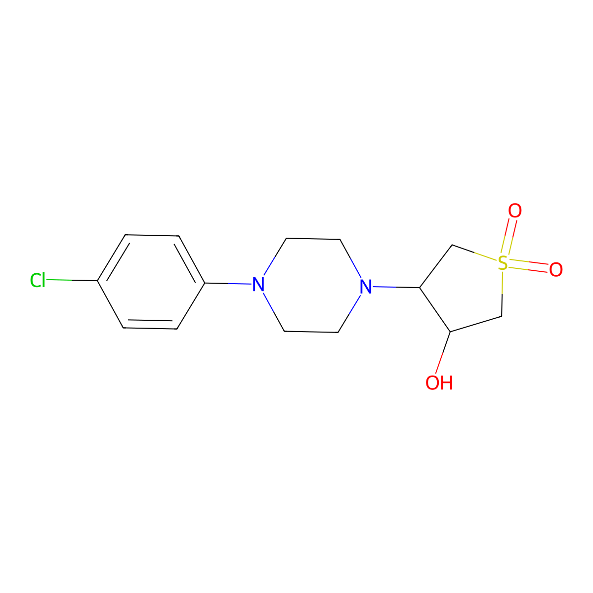 4-[4-(4-Chlorophenyl)piperazin-1-yl]tetrahydrothiophene-3-ol 1,1-dioxide molecular structure, CAS 1179175-31-5