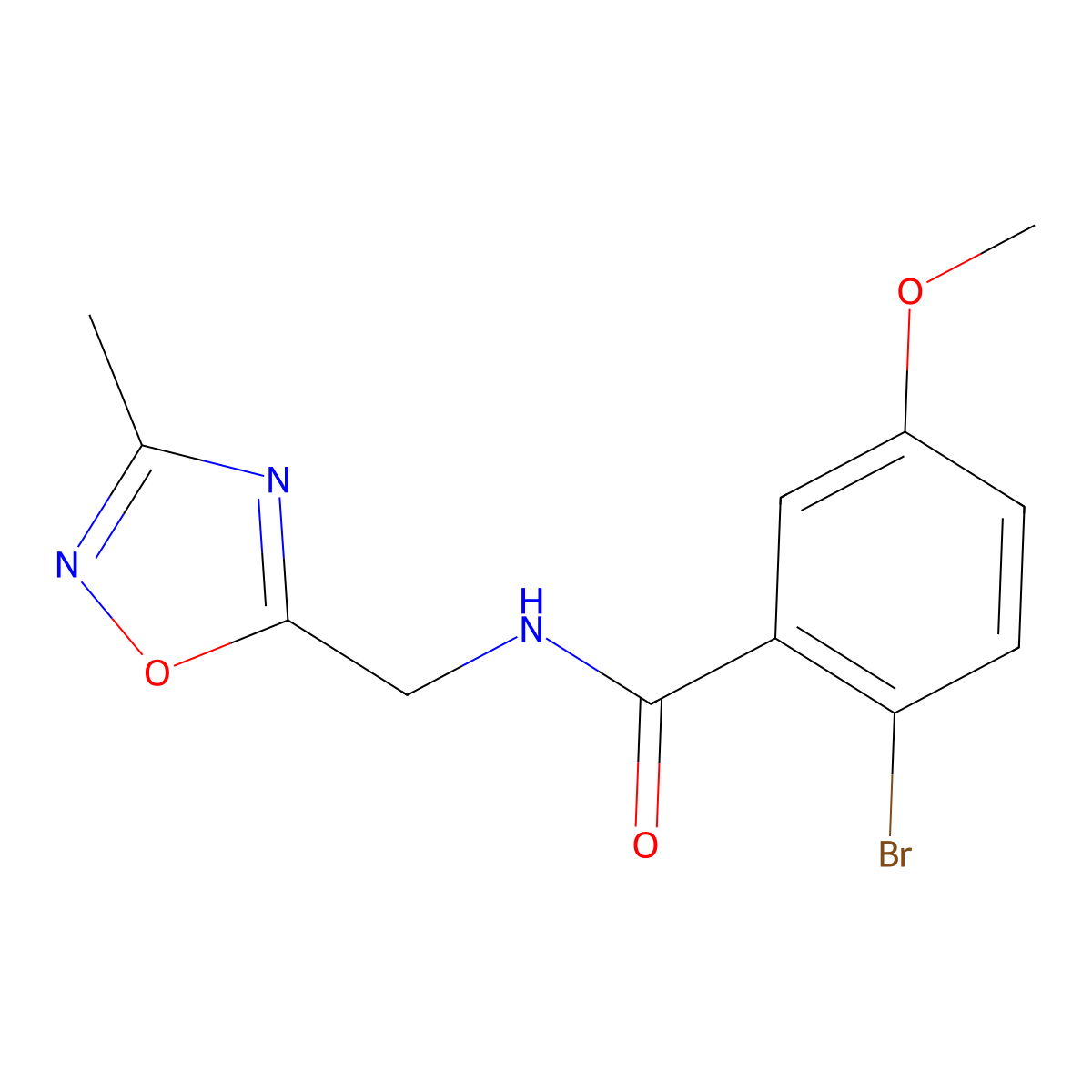 2-bromo-5-methoxy-N-[(3-methyl-1,2,4-oxadiazol-5-yl)methyl]benzamide molecular structure, CAS 1179185-83-1