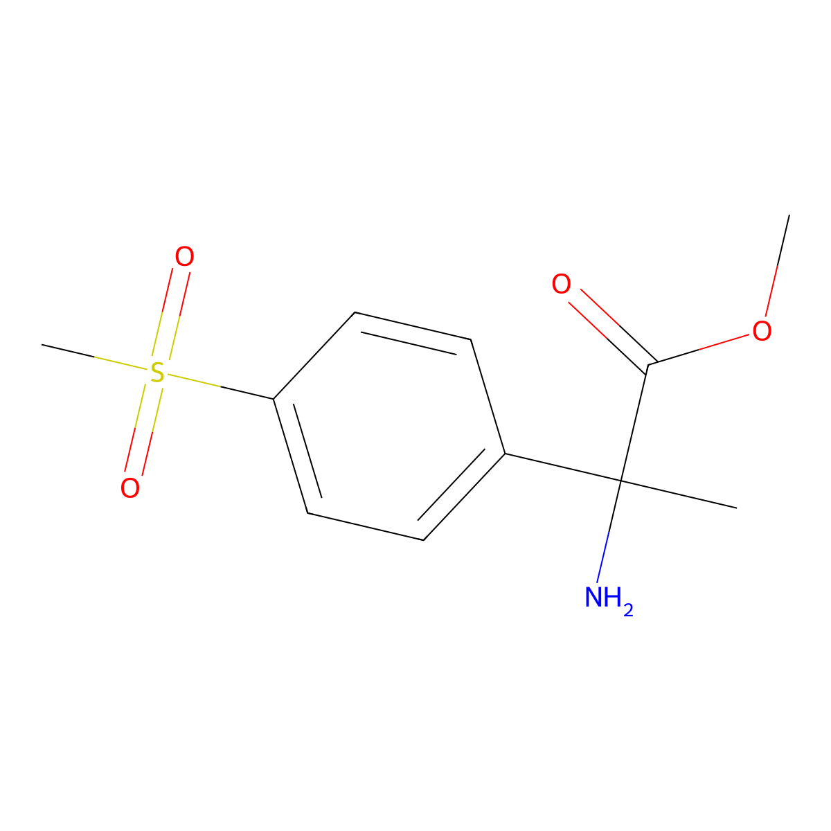 Methyl 2-amino-2-(4-methanesulfonylphenyl)propanoate molecular structure, CAS 1179195-16-4
