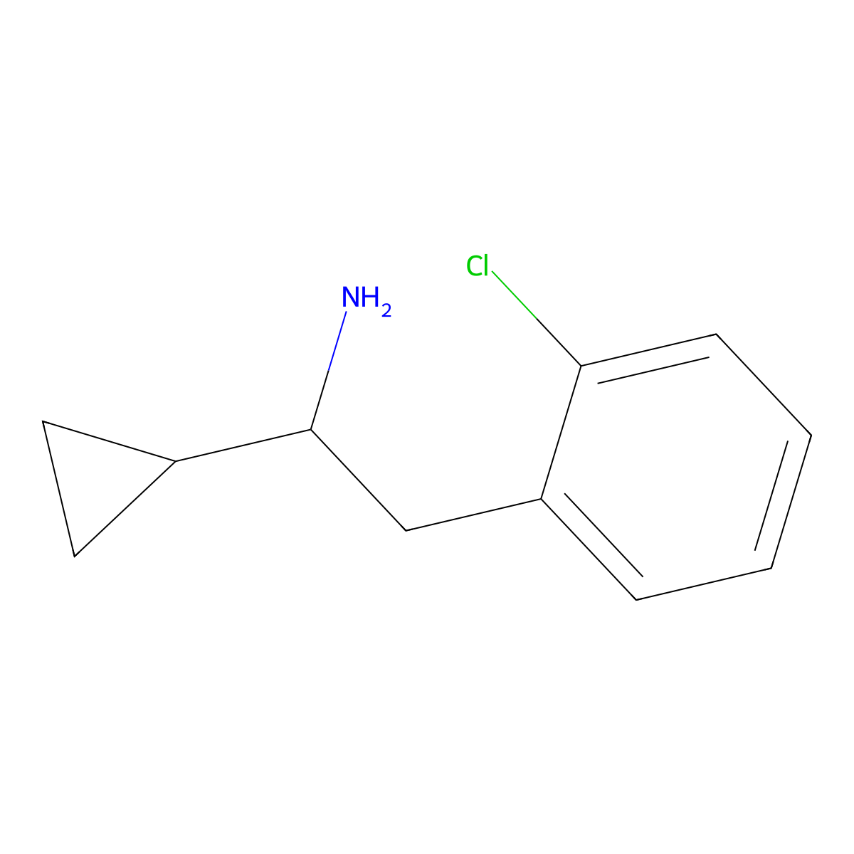 2-(2-Chlorophenyl)-1-cyclopropylethan-1-amine molecular structure, CAS 1179200-93-1