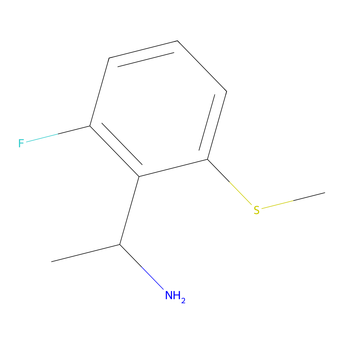 1-[2-Fluoro-6-(methylsulfanyl)phenyl]ethan-1-amine molecular structure, CAS 1179201-78-5