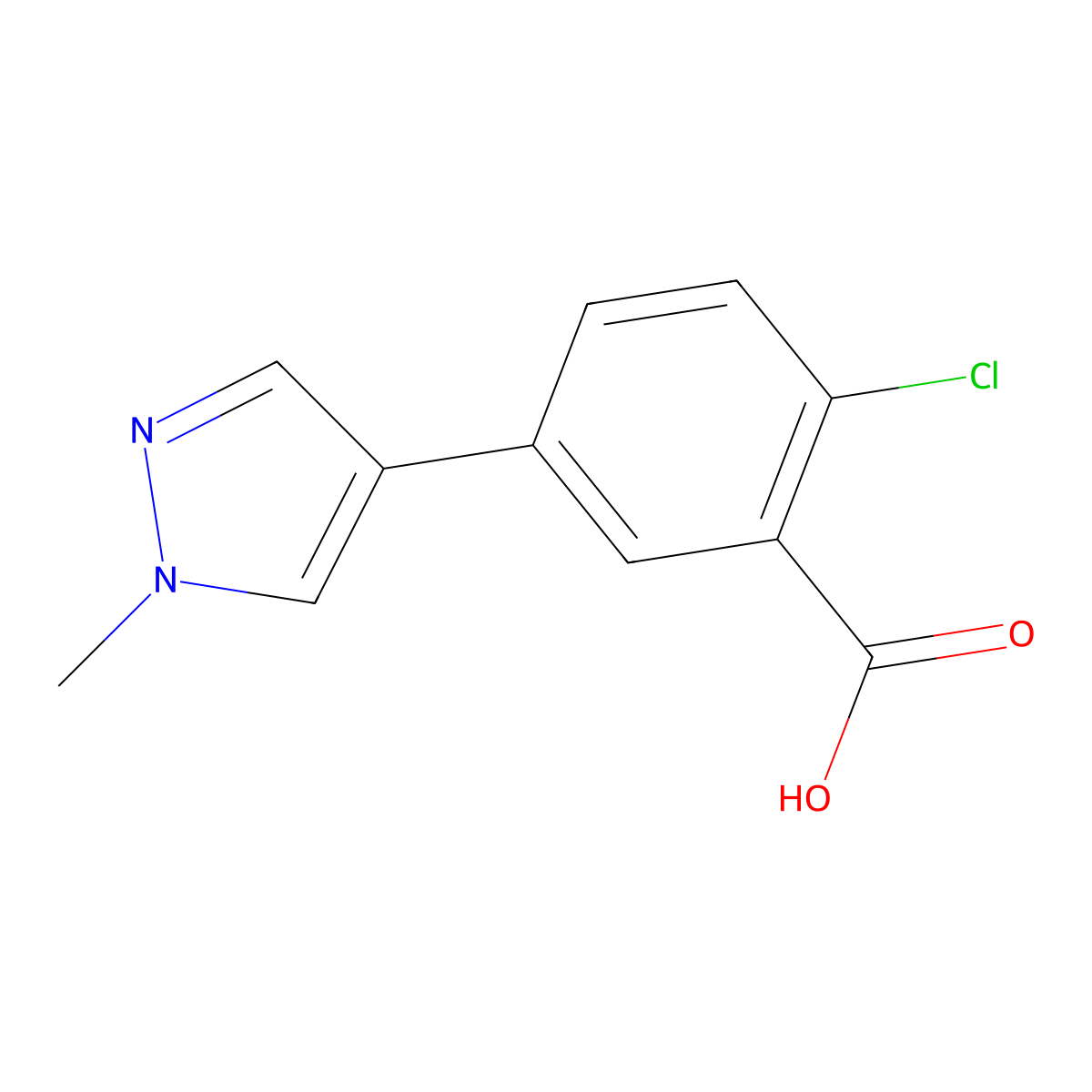 2-Chloro-5-(1-methyl-1H-pyrazol-4-yl)benzoic acid molecular structure, CAS 1179204-81-9